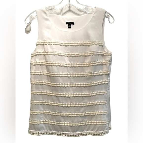 Ann Taylor Tops - Ann Taylor Cream Striped Sleeveless Top
